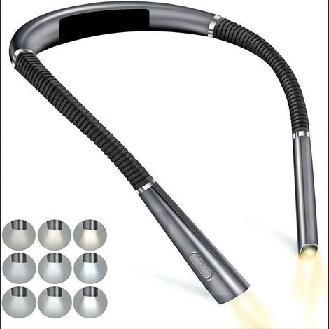 Lampe de Lecture de Cou Rechargeable au Lit(Bleu), 3 Couleurs, 6 Niveaux de Luminosité, Bras Pliables, Longue Durée de Vie, Parfaite pour la Lecture,Le Tricot,la Réparation (1/5)
