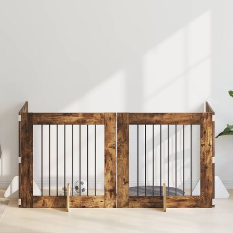 Puerta de perro con soportes 4 pcs Roble Ahumado 80 x 80 cm