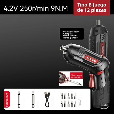 (Ensemble B12) Kit de tournevis électrique sans fil rechargeable 4,2 V avec batterie et perceuse (1/5)