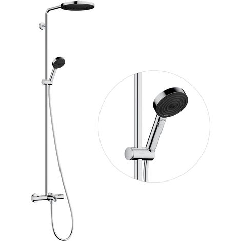 Hansgrohe Pulsify S Puro - Conjunto de ducha con termostato para bañera, diámetro 26 cm, 3 chorros, EcoSmart, cromo 24232000 (1/4)