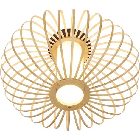 Plafonnier en bambou pour le salon, Plafonnier en bois, Lampe de salon, Boho, Décoration chambre à coucher, Douille E27, 40 cm (1/3)