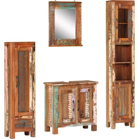 vidaXL Set Mobili da Bagno 4 pz in Legno Massello di Recupero (1/5)