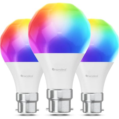 NANOLEAF MATTER ESSENTIALS PACK DE 3 AMPOULES LED B22 CONNECTÉES RGBW - LAMPES INTELLIGENTES, MATTER SUR THREAD, BLUETOOTH, COMP