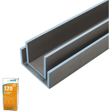 Wedi – Coffre d'habillage Mensolo U 260 x 30 x 15 cm – Étanche et isolant thermique – Support pour carrelage et revêtements – Colle 320 incluse