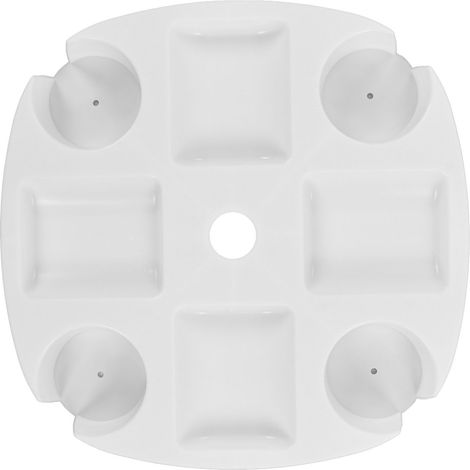 Plateau de table rond blanc avec 4 porte-gobelets pour boissons et collations. (1/5)