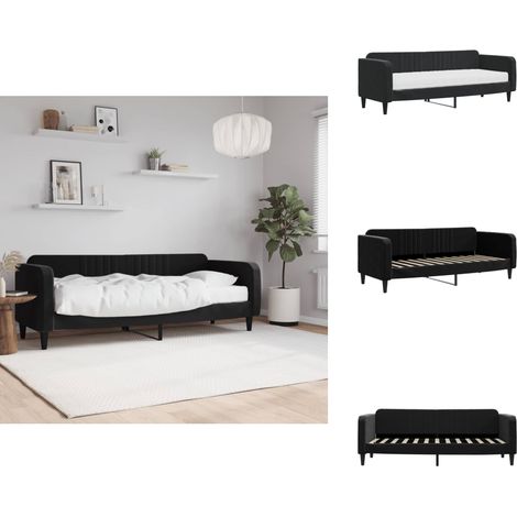 Tagesbett mit Matratze Schwarz 80x200 cm Samt - Tagesbett - Schlafsofa - Gästebett - Samtcouch - Bett Mit Matratze (1/5)