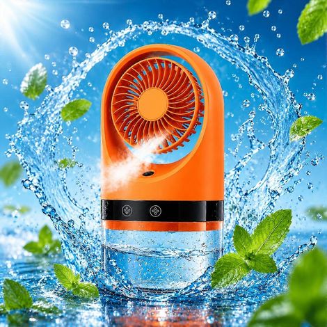 Ventilador de escritorio con humidificador, recargable por USB, gran depósito de agua, funcionamiento silencioso, potente flujo de aire para oficina, hogar y dormitorio. (1/5)