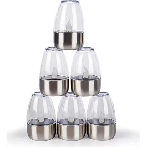 Paquete de 6 velas LED solares impermeables sin llama para exteriores (1/5)