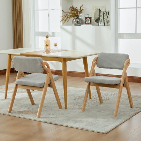 Chaise pliante en bois massif (hêtre) avec assise rembourrée chaise de salle à manger empilable (lot de 2) idéale comme siège d'appoint pour cuisines, bureaux, mariages, fêtes et pique-niques. (1/5)