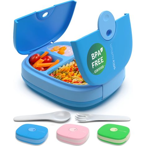 Lunch Box Bento Enfant, 3 Compartiments, Couverts Inclus, Sans BPA (1/5)