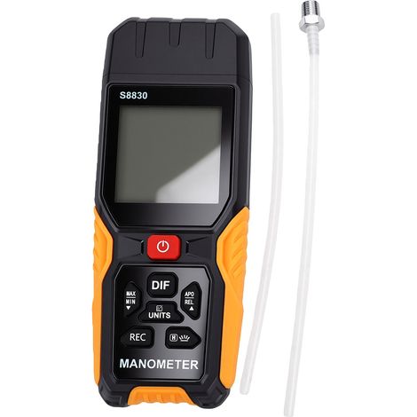 Manomètre numérique à double port avec sondes sensibles et affichage LCD pour systèmes de climatisation, conduits de ventilation et CVC. (1/5)