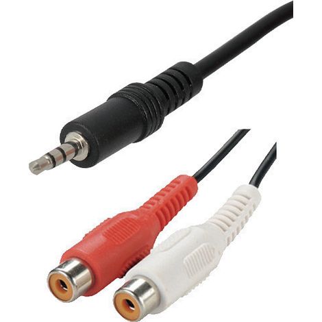 Cordon Jack / RCA Jack Ø 3,5 Mâle / 2 RCA Femelles 1,50 mètre