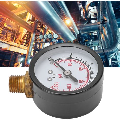 Manomètre vertical pour liquide, mesure pression 0‑10 bar (0‑150 psi), raccord G1/4 pouce (1/5)