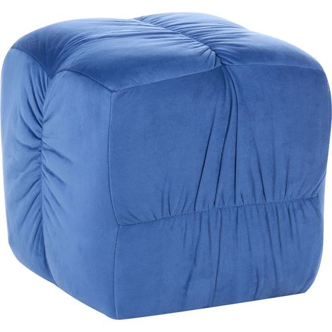 Pouffe Blue Velvet Square 57 x 57 cm Footstool Accent Silky Upholstery Boho Living Room Bedroom Furniture TURLEY (1/5)