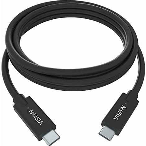 VISION 1m Black USB-C Cable USB 3.2 gen 1 10 Gbps - prend en charge un courant de charge de 5 A - USB-C 3.2 (m) vers USB-C 3.2 (m) - diamètre extérieur 5 mm - 32+24 AWG - 1 m - noir