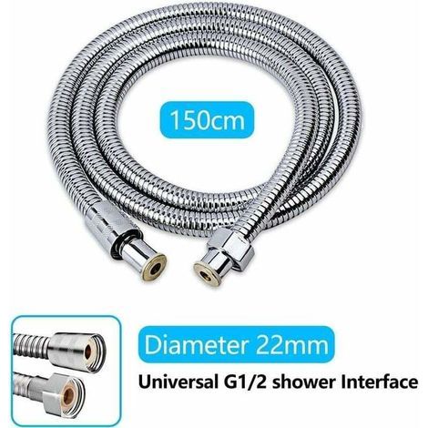 Tubo doccia da 150 cm, in acciaio inossidabile, antitorsione, antiesplosione, antiperdita e anticorrosione, con raccordo universale G 1/2. (1/3)