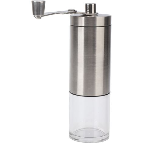Moulin à café manuel en acier inoxydable, taille de mouture réglable, broyeur à grains manuel amovible pour la maison, le bureau et le café. (1/5)