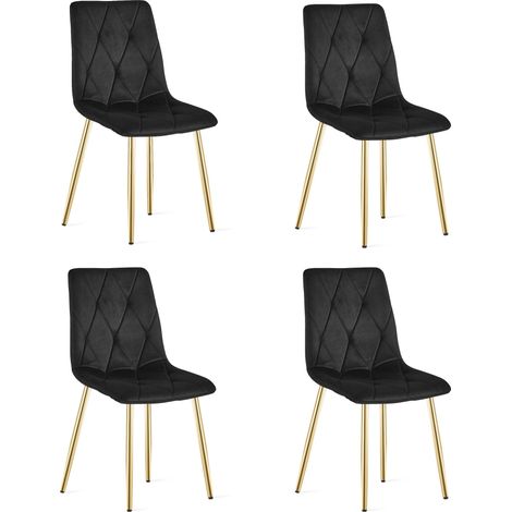 Fauteuil Libra - velours noir / pieds dorés x 4 (1/5)
