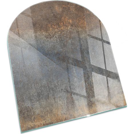 Plaque de protection Rectangulaire en verre trempé de sol décorative imprimée sous cheminée Motif texturé abstrait 80x70 cm