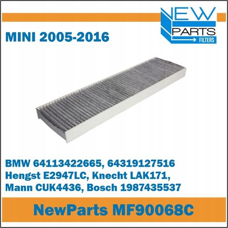 NewParts MF90068C Aktivkohle-Innenraumfilter, Mini 2005–2016, Ersatz für K1239A