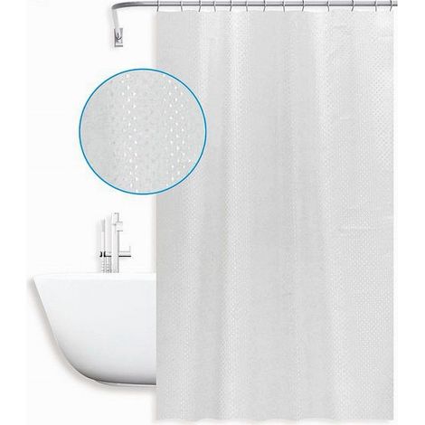 Trade Shop - WASSERDICHTER ANTI-Schimmel-DUSCHVORHANG 240X180 CM GRAU RINGE TEXTUR DIAMOND 59822 - (1/2)