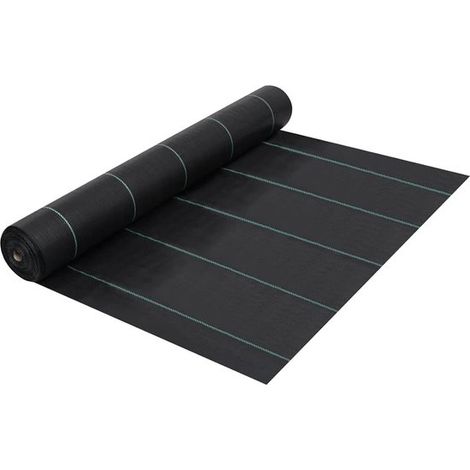 Toile de paillage 2 x 10 m, 20 m², noire, 60 g/m², anti-mauvaises herbes, perméable à l'eau et résistante aux UV, avec lignes vertes pour plantes et bordures (1/5)