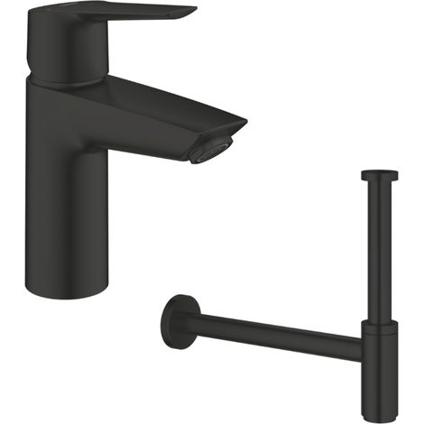 GROHE Start Mezclador de lavabo agua fría apertura negro S con sifón negro S