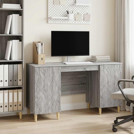 vidaXL Bureau Sonoma gris Bois d'ingénierie 142,5 x 50 x 75 cm (1/5)