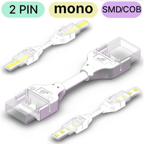 Connettore Impermeabile per LED COB e SMD a 2 pin da Striscia a Striscia 12mm (1/5)