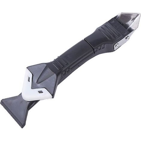 Outils de calfeutrage en silicone 3 en 1, grattoir d'angle de colle de verre, dissolvant de calfeutrage à tête en acier inoxydable et grattoir à mastic, pour cuisine, salle de bain, fenêtre et (1/5)