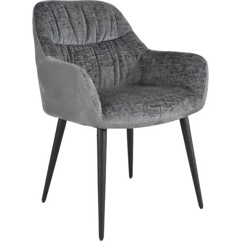 Chaise de repas tissu microfibre gris anthracite pieds métal - ATLANTA (1/5)