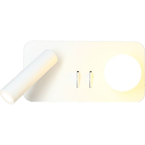 Applique tête de lit rectangle + liseuse MAKI - 3W - 210lm - 2700K - Blanc Droite (1/4)