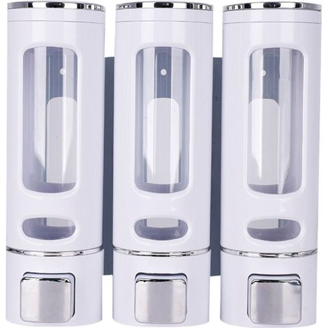 400 ML x 3 Distributeur Savon Mural Distributeur Shampoing et Gel Douche Distributeur Savon Douche Double Distributeur de Savon Liquide Mural Manuel Distributeur de Désinfection des Mains (1/5)