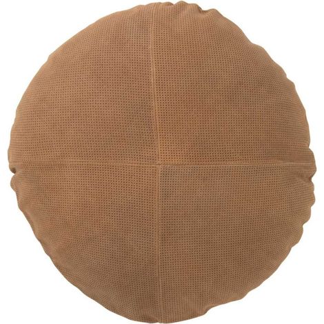 Coussin Rond en Cuir "Coleman" 45cm Camel (1/2)