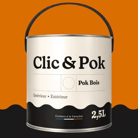 Peinture Bois Extérieur – POK BOIS - 2,5L - RAL 2000 - Orangé jaune- Résistante aux intempéries - Ne s'écaille pas
