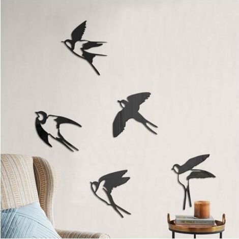 Pair Lot de 5 décorations murales en Acrylique à suspendre pour maison, cuisine, terrasse, chambre à coucher, salon, salle de bain, jardin (1/2)