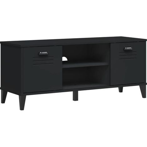 Tabouret à chaussures VIKN noir 106 x 35 x 45 cm en pin massif (1/5)