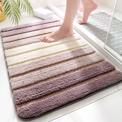 Tapis de bain antidérapant beige, 50 x 80 cm, ultra doux, lavable en machine et absorbant. (1/5)