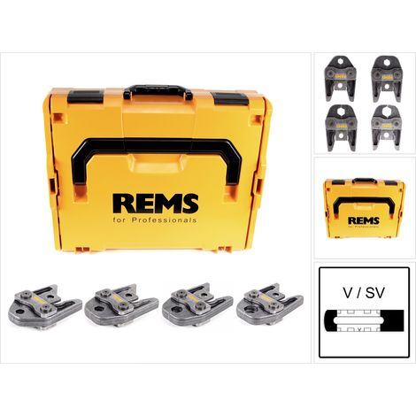 Set pinces à sertir (Mâchoires) profil V 15+18+22+28 L-Boxx (Sauf Mini-Press et REMS XL) - Rems