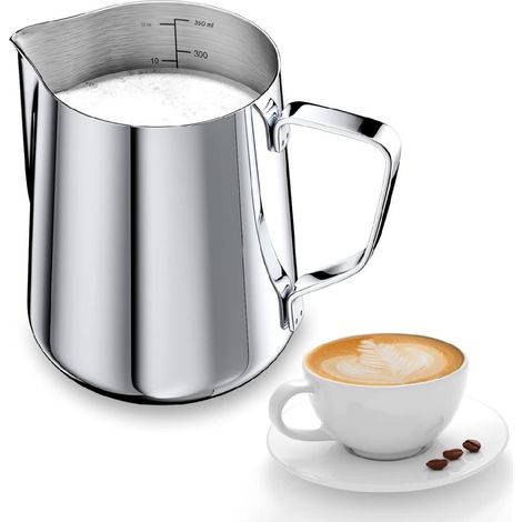 Melkkan - 350 ml - Acier Inoxydable 304 - Graduée ml/oz - Pour Cappuccino Espresso Latte Art - 1 Pièce (1/5)