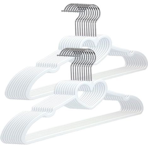 20 pièces, 39 x 21 x 0,5 cm, blanc, avec crochet pivotant à 360 degrés, cintres en plastique durables pour vêtements, chemises, vestes (1/4)