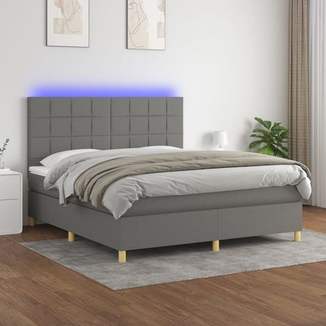 Boxspringbett mit Matratze & LED Dunkelgrau 160x200 cm Stoff (1/5)