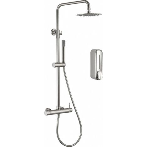 IMEX - Columna de ducha monomando extensible Bless, Níquel cepillado
