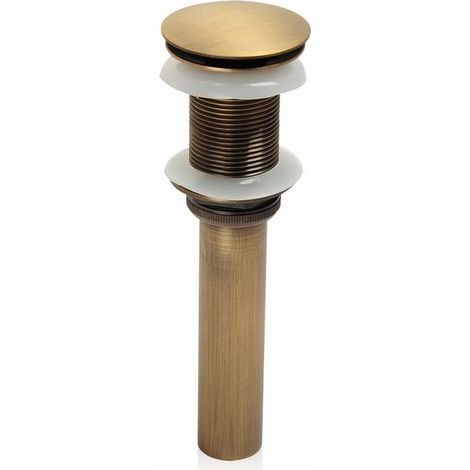 Grifo de lavabo de una ranura con sistema de pulsación y cierre automático, sin rebosadero (latón antiguo). (1/5)