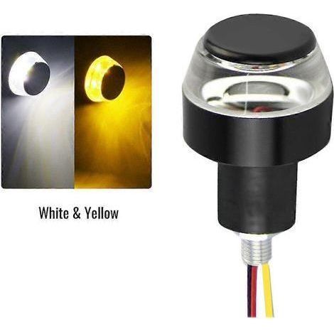 Clignotants latéraux à LED 12 V pour guidon de moto (blanc/jaune), avec poignées intégrées.