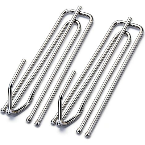 Lot de 60 crochets à plis pour rideaux argentés, crochets à quatre griffes en acier inoxydable, dimensions 6,9×2,3 cm, adaptés aux rideaux de fenêtre, porte et salle de bain (1/5)