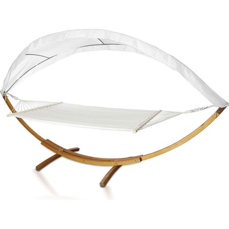 SWANEW Amaca con supporto resistente alle intemperie Supporto per amaca in legno di larice Letto mobile da giardino per 2 persone (1/5)