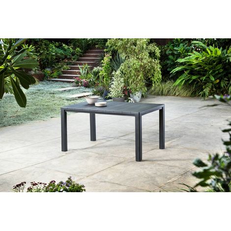 Dmora - Mesa de jardín Quiliano, Base de picnic, Mesa de comedor de jardín, Banco multiusos para exterior, 147x90 h75 cm, Antracita (1/5)