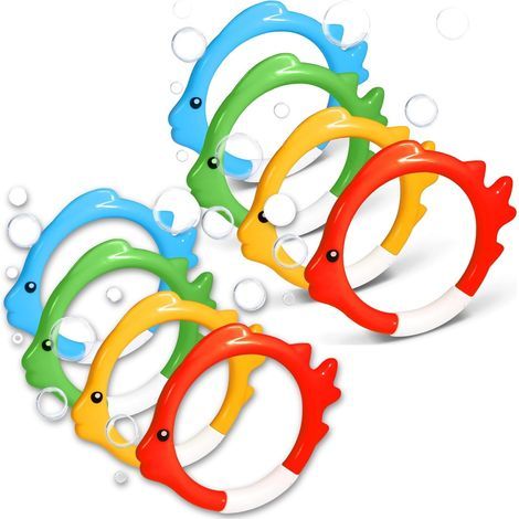 X8 Jeux Piscine – Anneaux de Plongée Forme Poisson 12 cm – Cerceaux Colorés et Sécurisés – Idéal pour Jeux Aquatiques et Entraînement à la Plongée