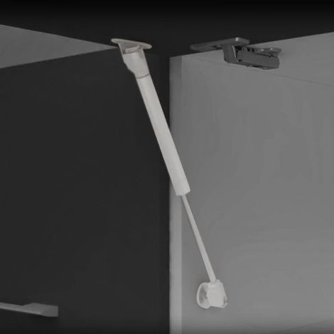 Emuca Lote de 10 pistones para puertas elevables H, 8kg, recorrido 80mm, con enganches, Acero y Plástico, Gris metalizado -